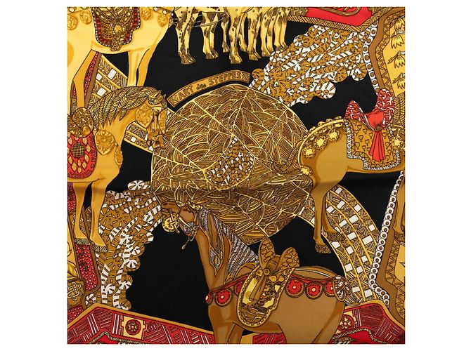 Hermès Sciarpa Hermes Carre 45 ART des STEPPES Nero Multicolore - vista 5