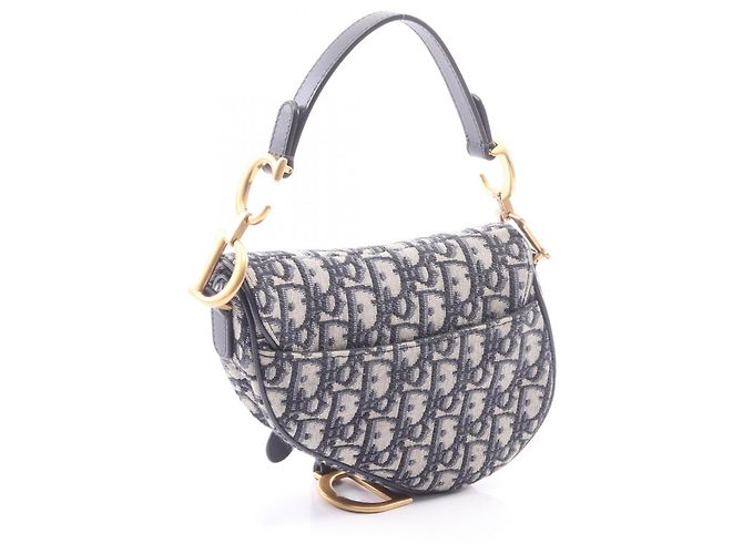 Mini borsa Saddle Christian Dior Beige Blu navy - vista 2