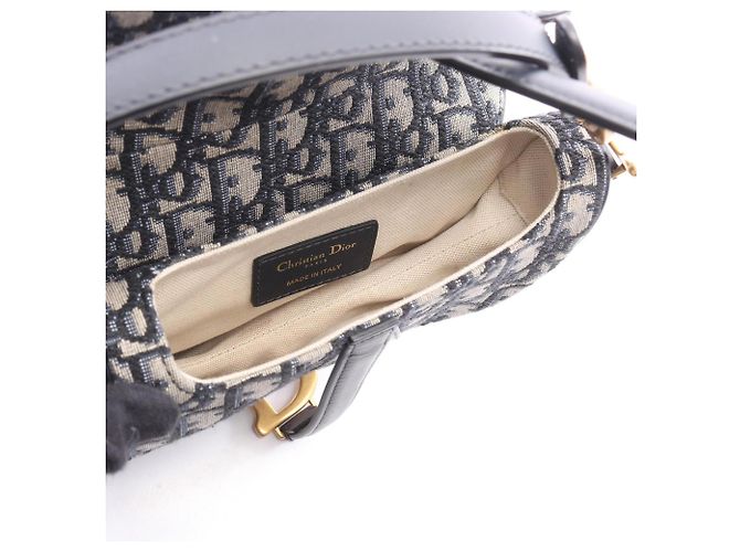 Mini borsa Saddle Christian Dior Beige Blu navy - vista 3