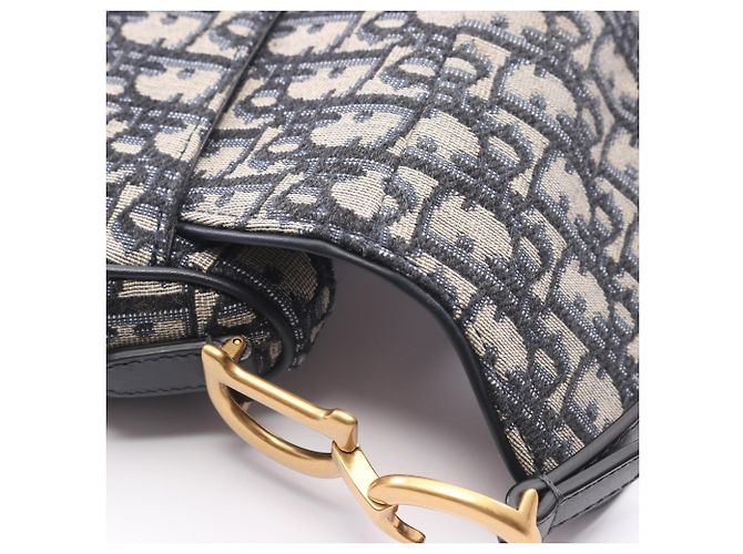 Mini borsa Saddle Christian Dior Beige Blu navy - vista 6
