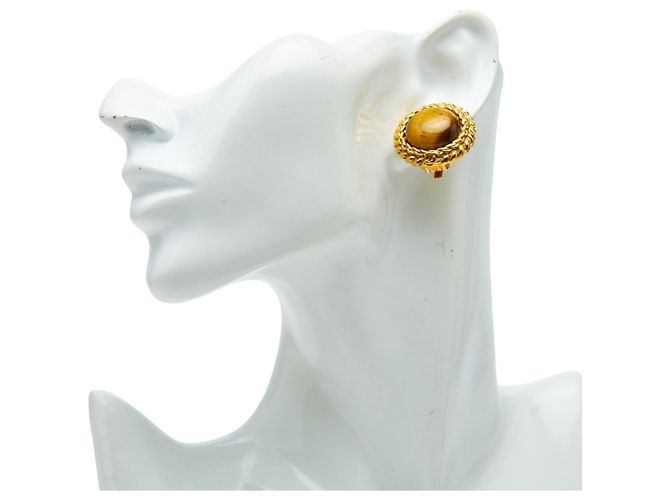Orecchini a clip rotondi Chanel Coco Mark Marrone D'oro - vista 5