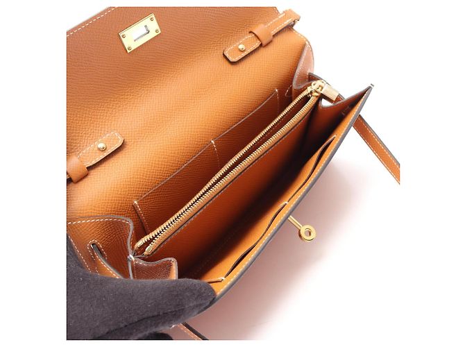 Hermès Borsa a tracolla Hermes Kelly Long To Go Toffee Marrone - vista 3