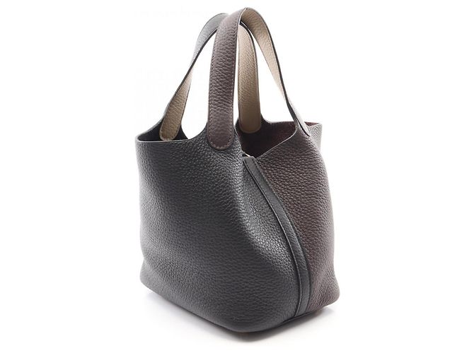 Hermès Borsa Hermes Picotin Lock PM Tricolor Marrone Nero Beige - vista 2