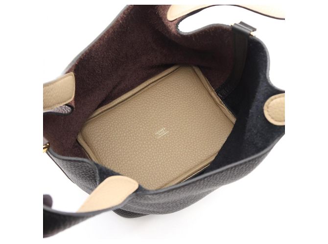 Hermès Borsa Hermes Picotin Lock PM Tricolor Marrone Nero Beige - vista 3