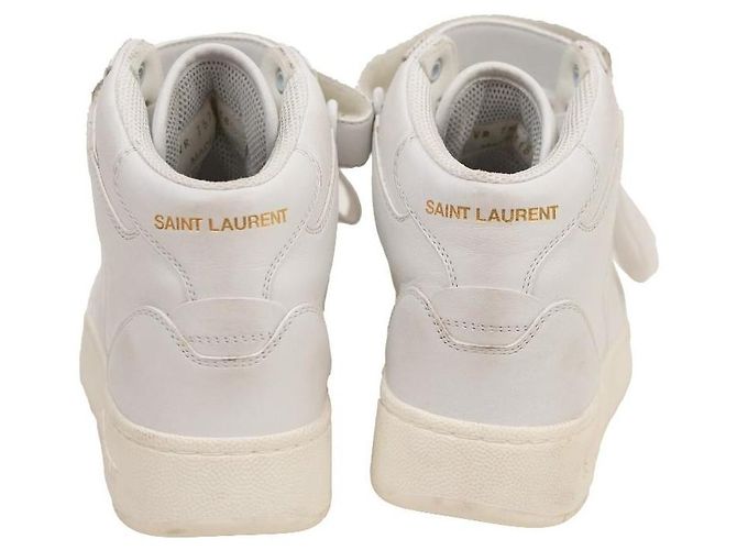 Saint Laurent Lax Leder-Sneaker Weiß - Ansicht 3