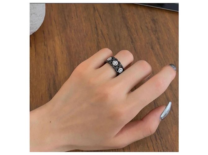 De Beers Enchant Lotus Ring Schwarze Keramik Platin Diamant - Ansicht 2