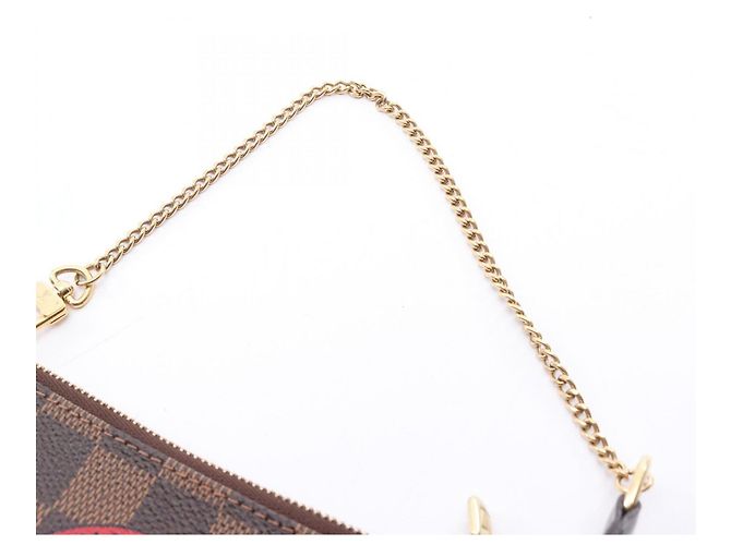 Louis Vuitton Mini Pochette Accessoires Marrone Rosso Damier ebene - vista 7