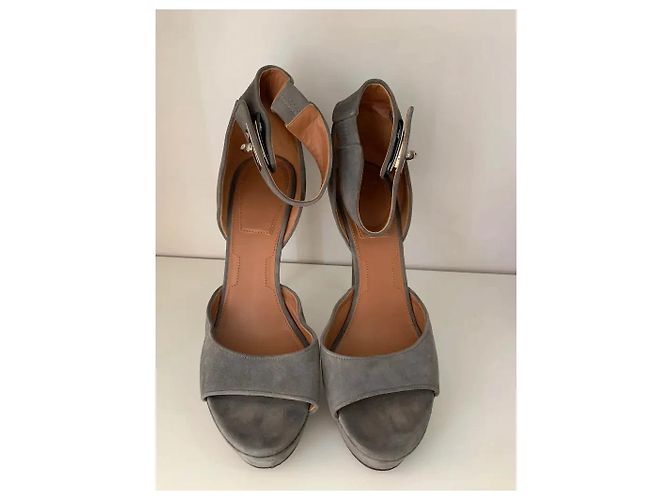 Sandali Givenchy Shark Lock Scamosciati Grigio - vista 2