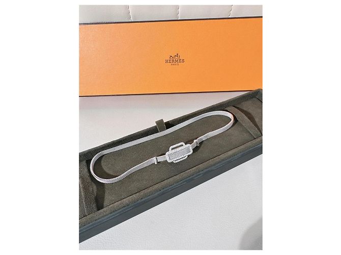 Pulseira Hermès Attelage em ouro branco e diamantes Prata - vista 4