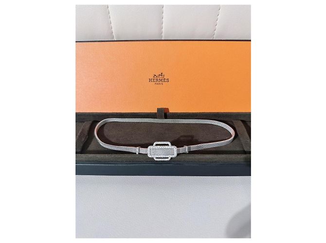 Pulseira Hermès Attelage em ouro branco e diamantes Prata - vista 7