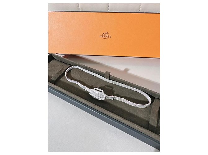 Pulseira Hermès Attelage em ouro branco e diamantes Prata - vista 8