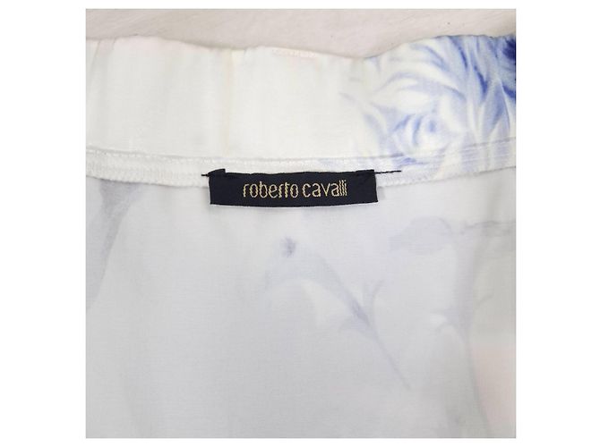 Roberto Cavalli Floral Midi Skirt - Garden Party Style White Blue - view 2