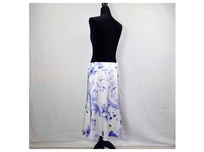 Roberto Cavalli Floral Midi Skirt - Garden Party Style White Blue - view 3