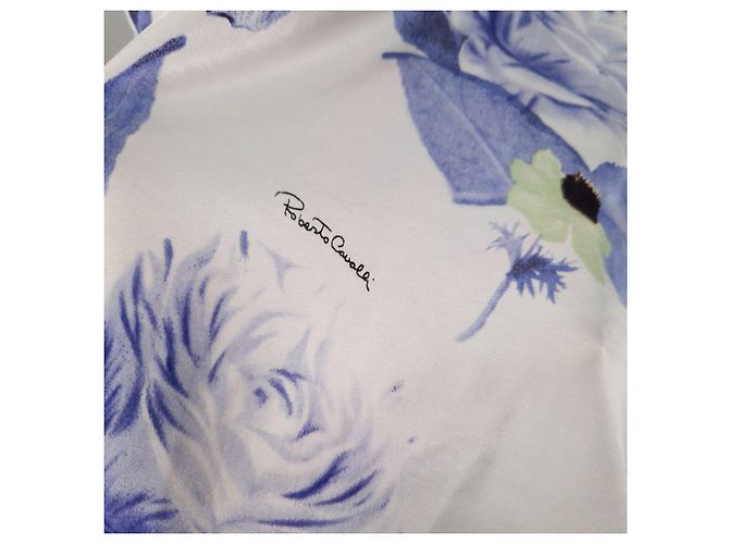 Roberto Cavalli Floral Midi Skirt - Garden Party Style White Blue - view 6