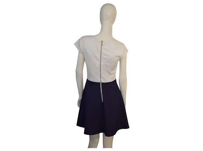 Vestito Skater Color Block Ted Baker - Crema e Blu Navy Bianco Blu scuro - vista 3