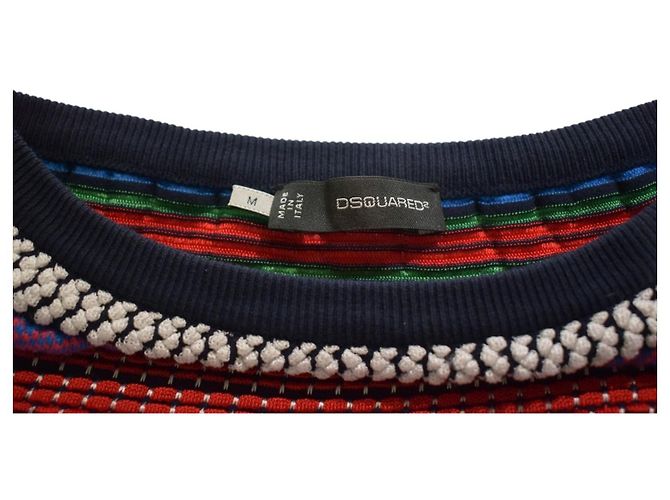 Dsquared2 Bunter Gemusterter Strick-Midi-Rock Weiß Rot Blau Mehrfarben Grün Lila Gelb - Ansicht 4