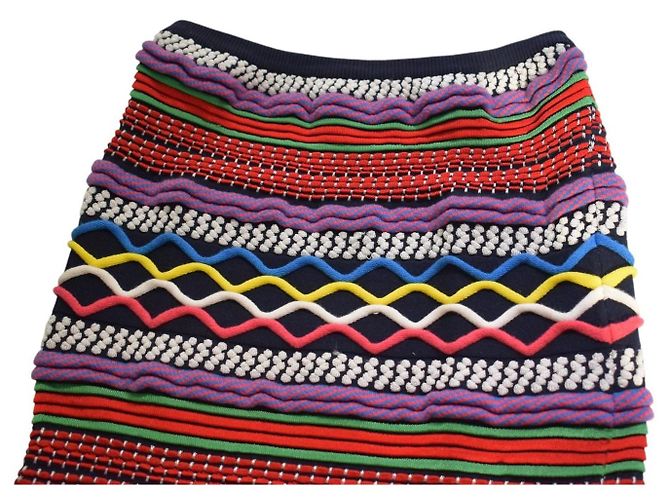 Dsquared2 Bunter Gemusterter Strick-Midi-Rock Weiß Rot Blau Mehrfarben Grün Lila Gelb - Ansicht 5
