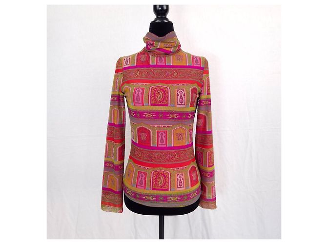 Etro Mesh-Rollkragenpullover mit Paisley-Print in Rosa Pink Mehrfarben - Ansicht 2