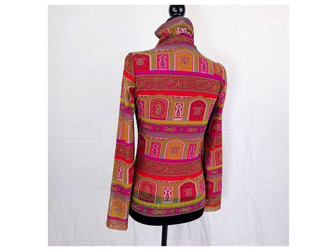 Etro Mesh-Rollkragenpullover mit Paisley-Print in Rosa Pink Mehrfarben - Ansicht 3