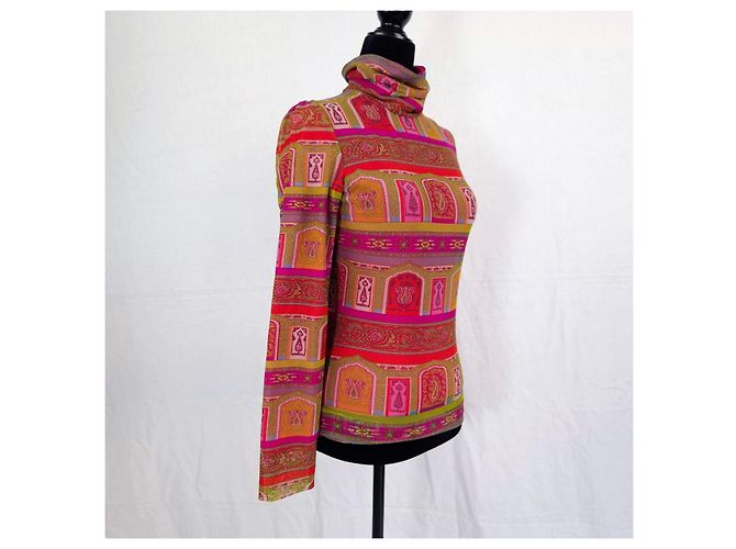 Etro Mesh-Rollkragenpullover mit Paisley-Print in Rosa Pink Mehrfarben - Ansicht 5