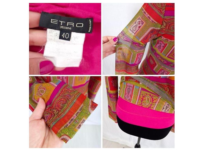 Etro Mesh-Rollkragenpullover mit Paisley-Print in Rosa Pink Mehrfarben - Ansicht 7