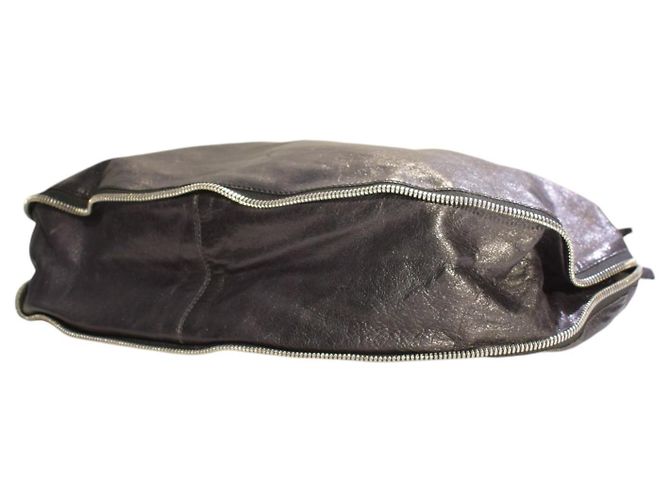Marni Borsa Hobo Zip Around - Pelle Craquelé Nera Nero - vista 10