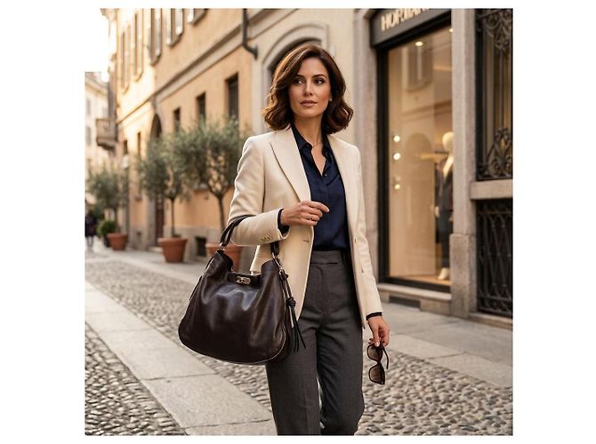 Marni Borsa Hobo Zip Around - Pelle Craquelé Nera Nero - vista 2