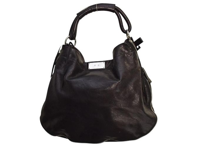 Marni Borsa Hobo Zip Around - Pelle Craquelé Nera Nero - vista 3
