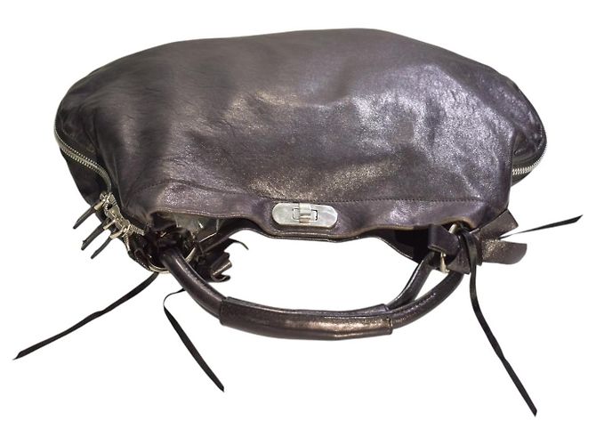 Marni Borsa Hobo Zip Around - Pelle Craquelé Nera Nero - vista 6