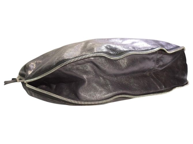 Marni Borsa Hobo Zip Around - Pelle Craquelé Nera Nero - vista 9