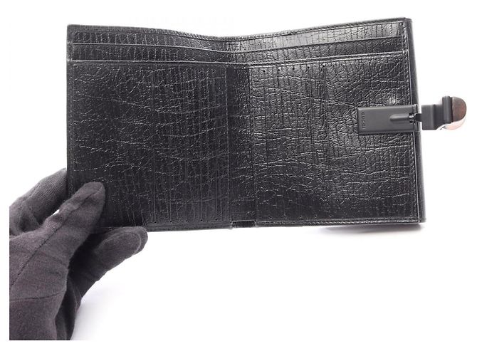 Bamboo Cartera de bambú plegable Gucci Negro - vue 3