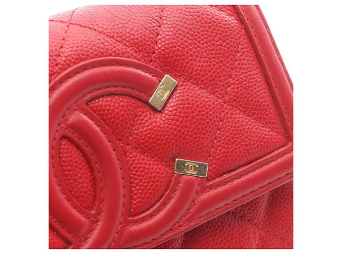 Chanel CC Filigree Matelassé Bi-fold Wallet Rot - Ansicht 13