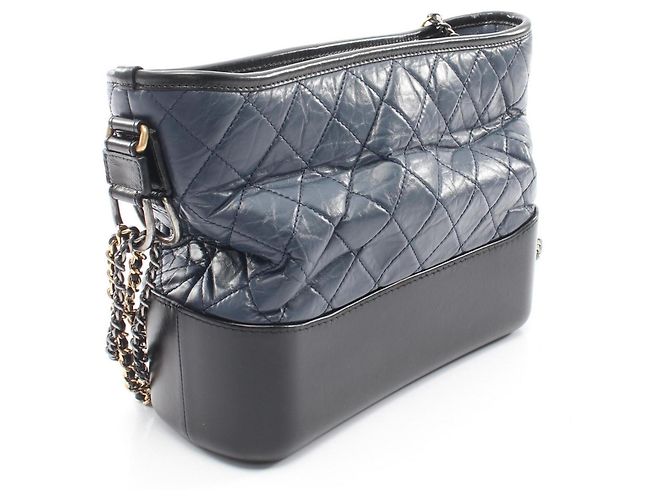 Borsa a tracolla Hobo Chanel Gabrielle de Large Nero Blu navy - vista 2