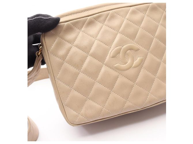 Borsa a Spalla Chanel Coco Mark Diamond Stitch Beige - vista 13