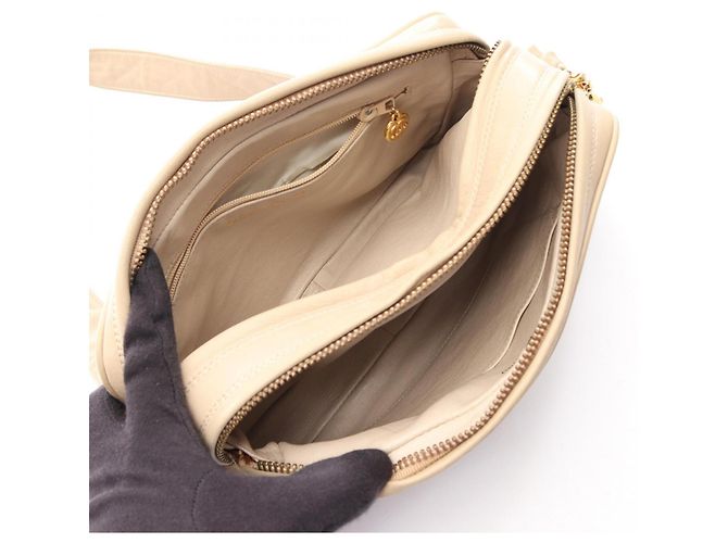 Borsa a Spalla Chanel Coco Mark Diamond Stitch Beige - vista 3