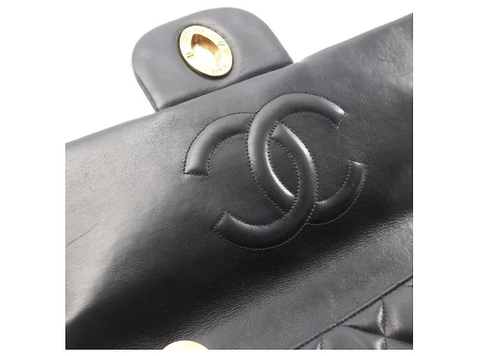 Bolsa de Ombro Chanel Black Lambskin Large Matelassé 34 Preto - vista 11