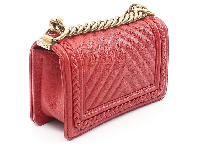 Borsa a tracolla Chanel Boy Small Chevron V-stitch Rosso - vista 2