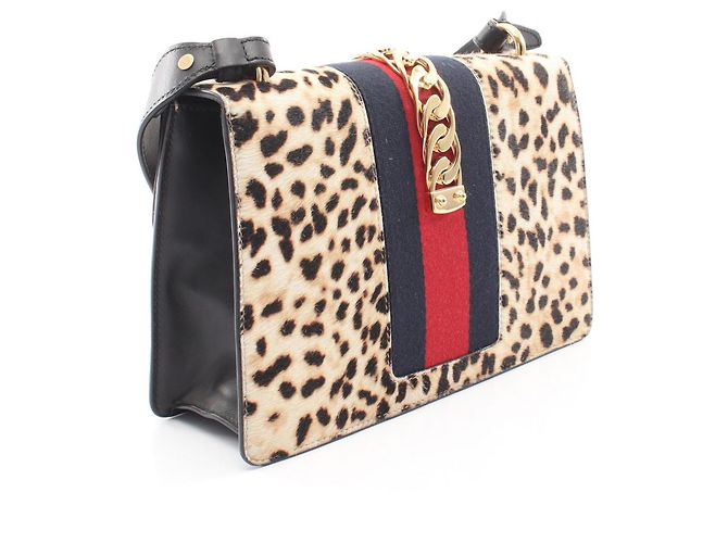 Borsa a tracolla 2 vie Gucci Sylvie Small Web Line Nero Multicolore Beige - vista 2