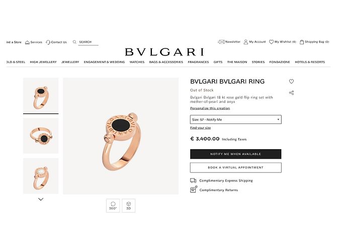 Bulgari Anello Bvlgari Bvlgari in oro rosa 18k Onice e Madreperla, Misura 54 Nero Bianco D'oro - vista 11