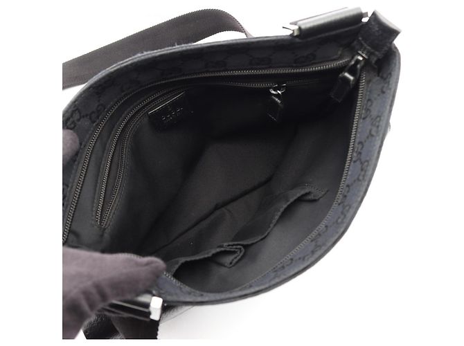 Borsa a tracolla Gucci in tela GG e pelle Nero - vista 3