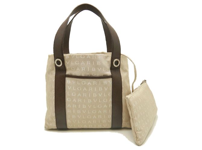 Bulgari Borsa tote Bvlgari Logomania in tela e pelle Marrone - vista 2