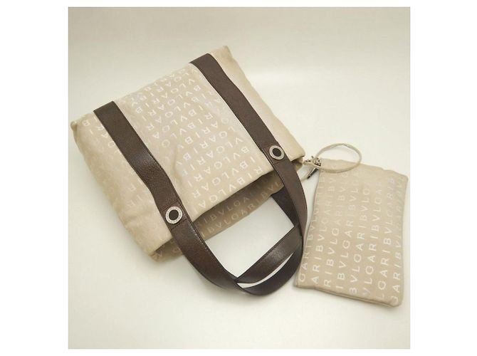 Bulgari Borsa tote Bvlgari Logomania in tela e pelle Marrone - vista 3