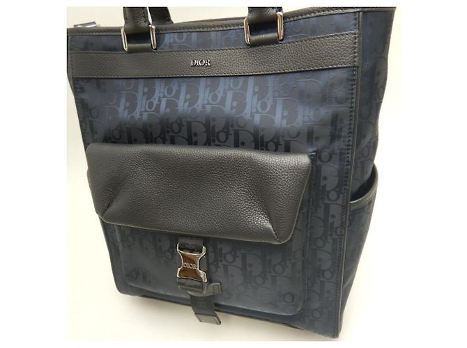 Borsa Tote 2-Way Christian Dior Dior Oblique Explorer Blu navy - vista 3
