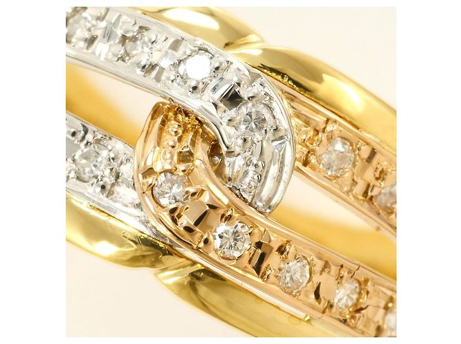 Autre Marque Bague anneau en platine et or avec diamant Doré - vue 2