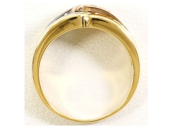 Autre Marque Bague anneau en platine et or avec diamant Doré - vue 3