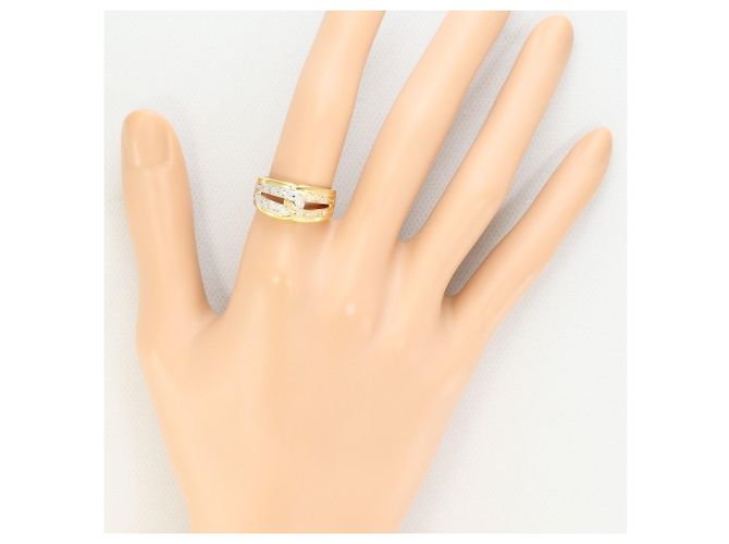Autre Marque Bague anneau en platine et or avec diamant Doré - vue 7