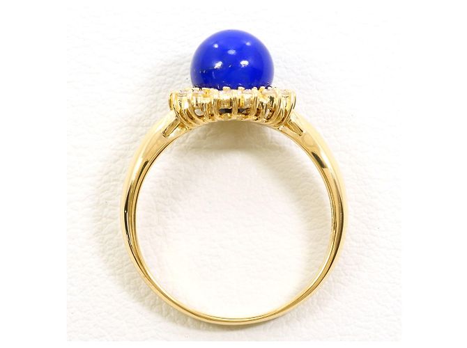 Autre Marque 18K Gelbgoldring mit Lapis Lazuli und Diamant Golden - Ansicht 2