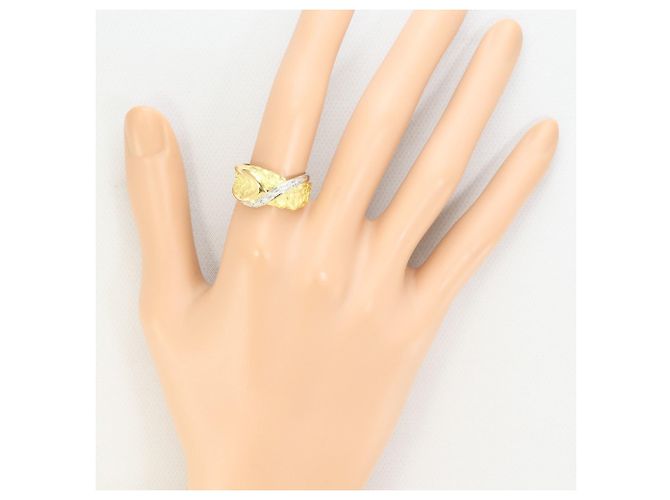 Autre Marque Platin- und Gelbgold-Diamantring Golden - Ansicht 7