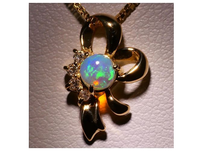 Autre Marque Collana in oro giallo 18K con opale e diamante D'oro - vista 2