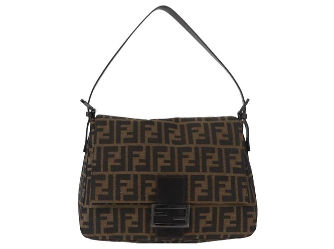 FENDI Zucca Canvas Mamma Baguette Shoulder Bag Black Brown Auth yk20443SAM Braun Schwarz - Ansicht 2